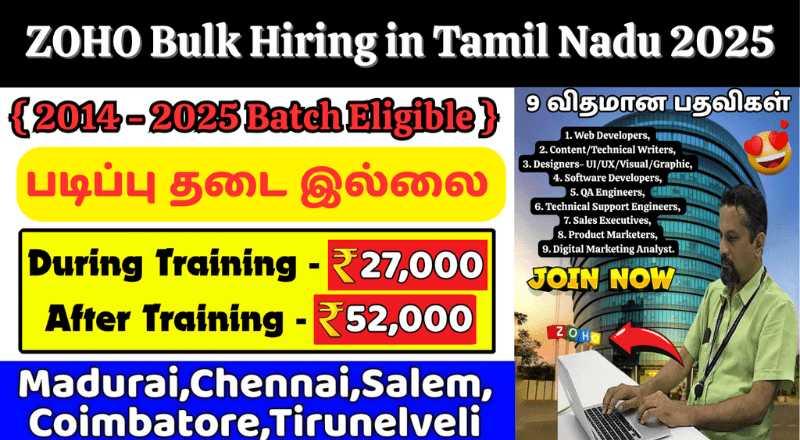 ZOHO Mass Hiring 2025 in Tamil Nadu